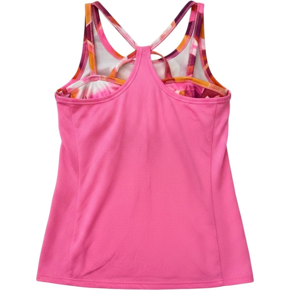 Girls Pink Mesh Layered Athletic Tank Top Built In‎ Bra Racerback Size S Small - Picture 2 of 3